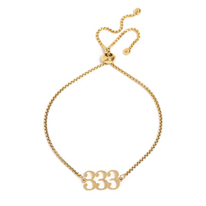 18K Gold PVD Stainless Steel Angel Number Bracelet (333) – Waterproof & Hypoallergenic - Iron Wire Decor