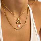 18K Gold PVD Charms Set – Bow Pearl, Heart Lock & Textured Heart Pendants | Waterproof & Hypoallergenic - Iron Wire Decor