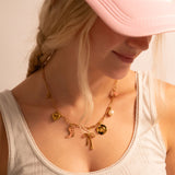 18K Gold PVD Charms Set – Bow Pearl, Heart Lock & Textured Heart Pendants | Waterproof & Hypoallergenic - Iron Wire Decor