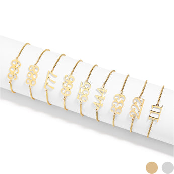 18K Gold PVD Stainless Steel Angel Number Bracelet (333) – Waterproof & Hypoallergenic - Iron Wire Decor