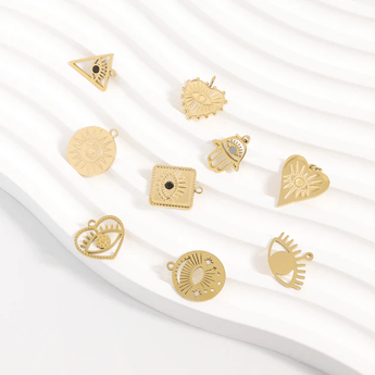 18K Gold PVD Stainless Steel Evil Eye Charm Bracelet & Necklace Set – Waterproof & Hypoallergenic Jewelry - Iron Wire Decor