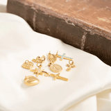 18K Gold PVD Stainless Steel Love Charm Set – Waterproof, Non - Tarnish Jewelry for Women - Iron Wire Decor