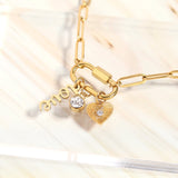 Stainless Steel Paperclip Necklace – 18K Gold PVD Carabiner Love Charm - Iron Wire Decor