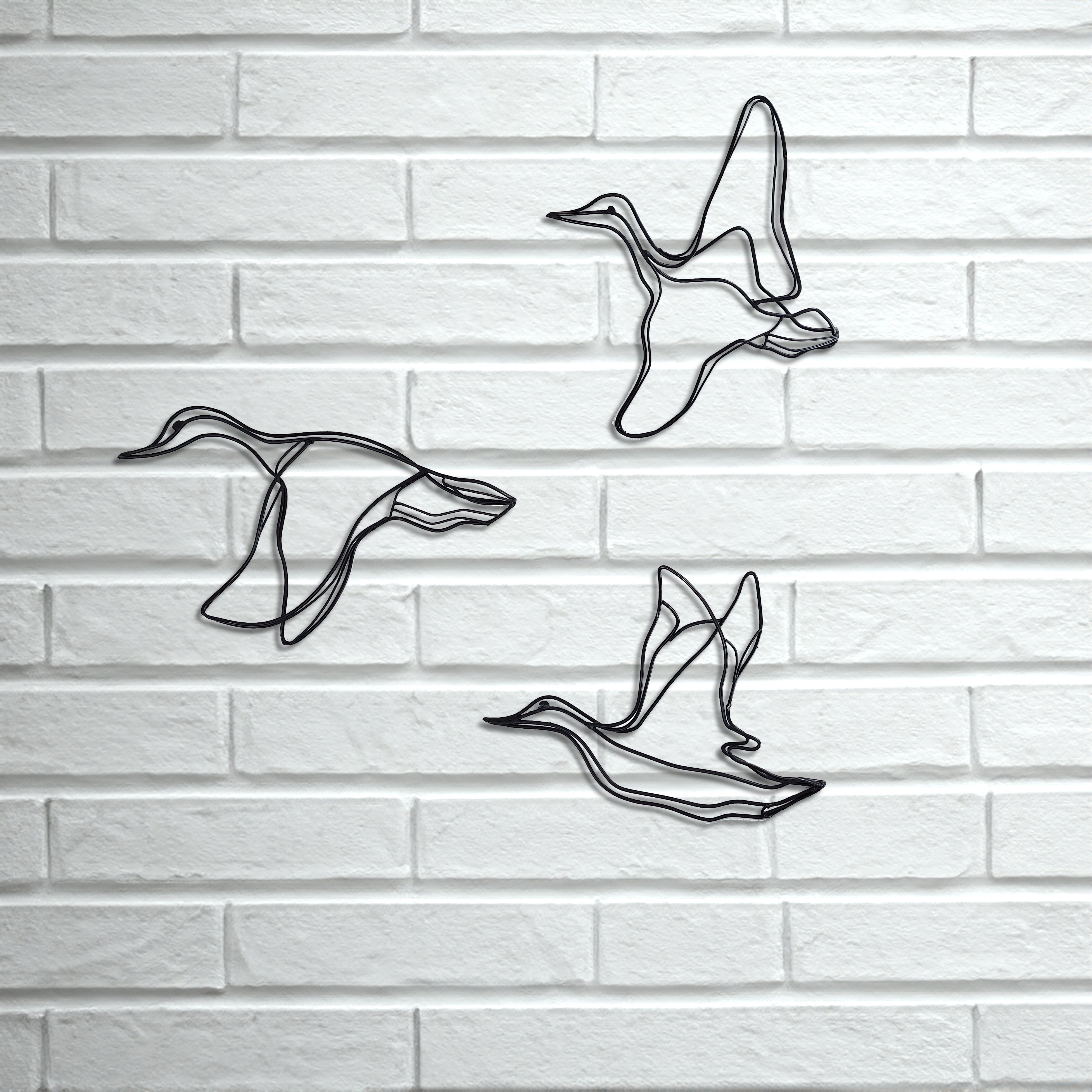 Metal triple duck theme 3D handmade wall decor