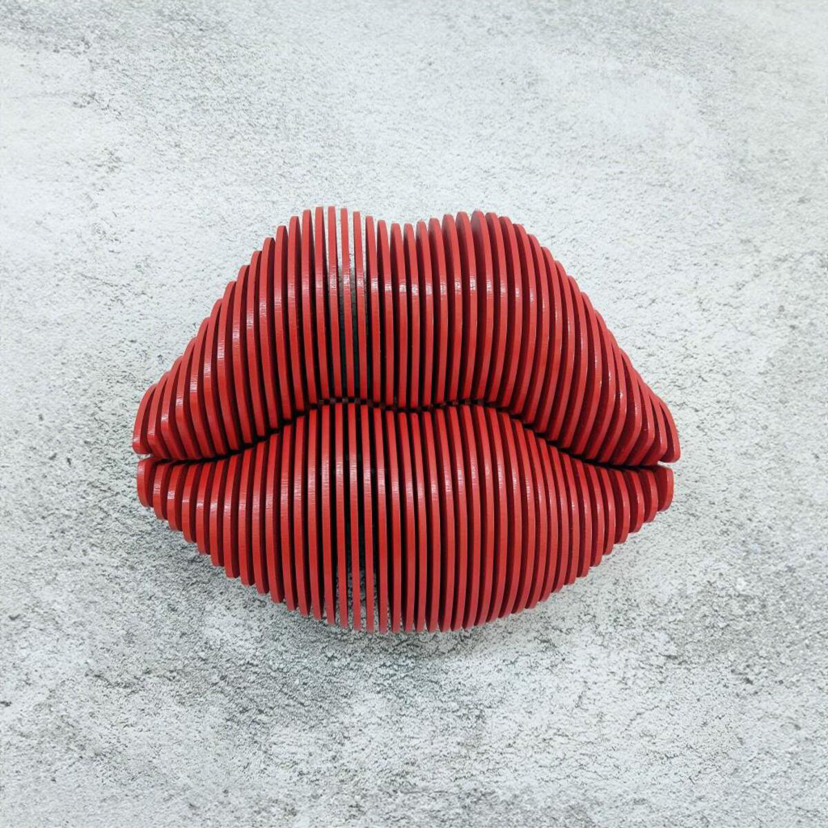 3D Parametric Wooden Red Lip Modern Wall Decor Painting