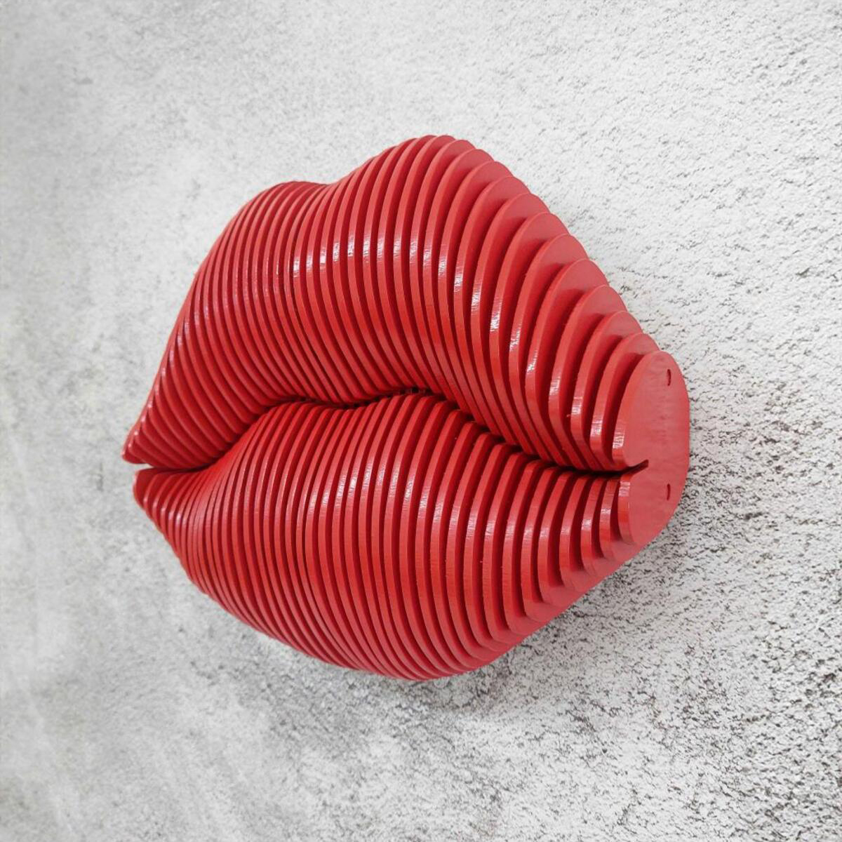 3D Parametric Wooden Red Lip Modern Wall Decor Painting