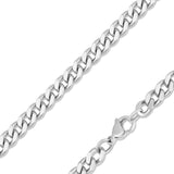 6mm Stainless Steel Diamond Cut Curb Chain Necklace – Waterproof & Hypoallergenic - Iron Wire Decor