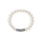 8mm Glass Pearl Stretch Bracelet – Stainless Steel, Waterproof & Hypoallergenic - Iron Wire Decor