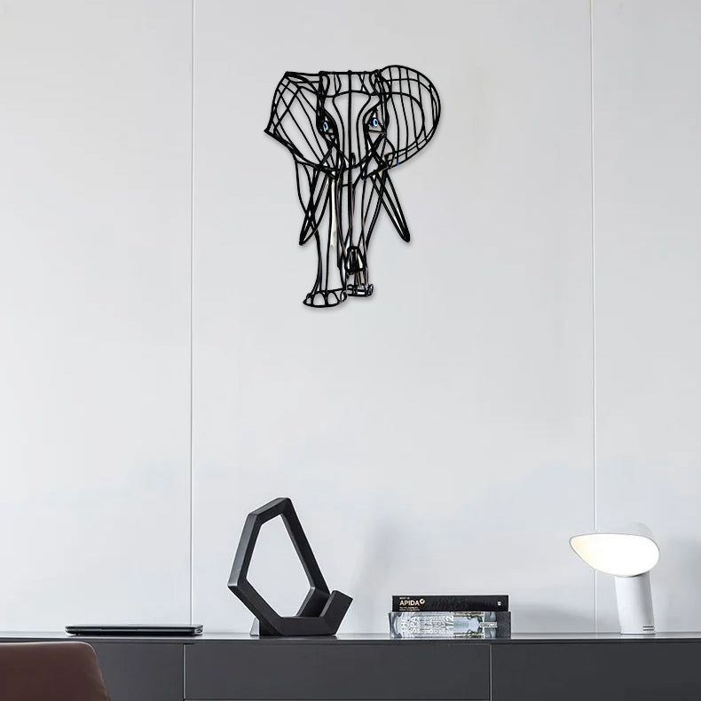 Wire Large Elephant Statue,3D handmade,Wall decor