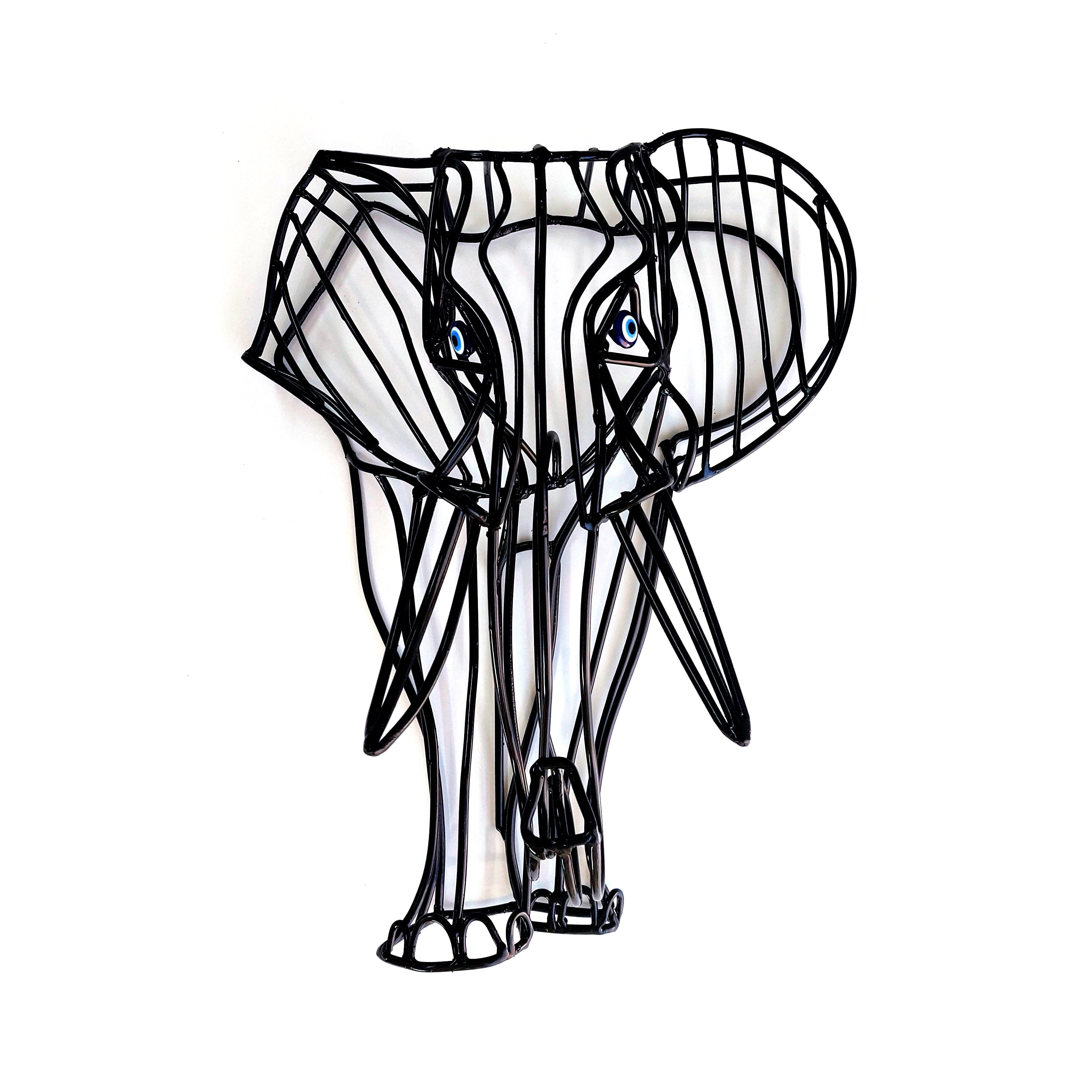 Wire Large Elephant Statue,3D handmade,Wall decor