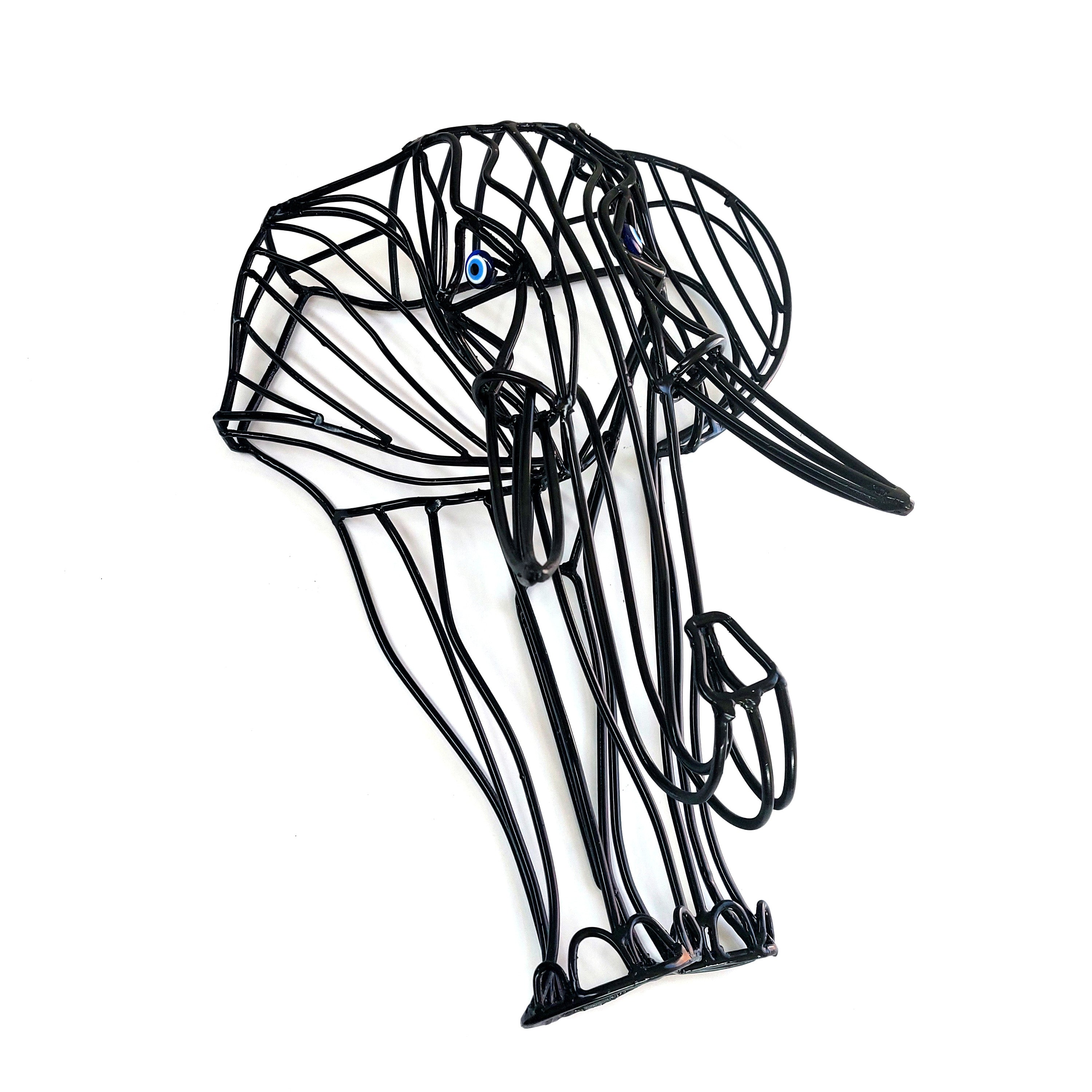 Wire Large Elephant Statue,3D handmade,Wall decor