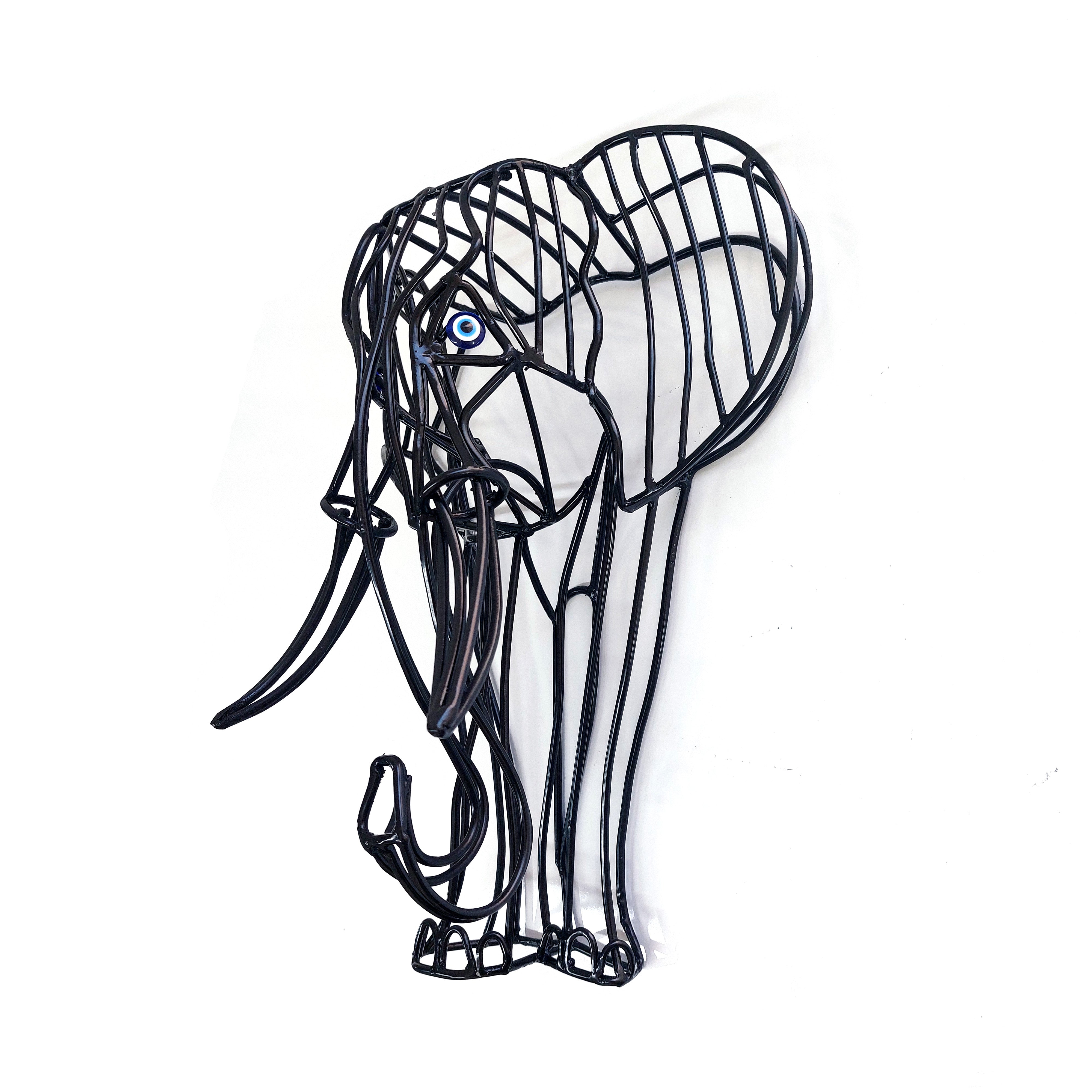 Wire Large Elephant Statue,3D handmade,Wall decor