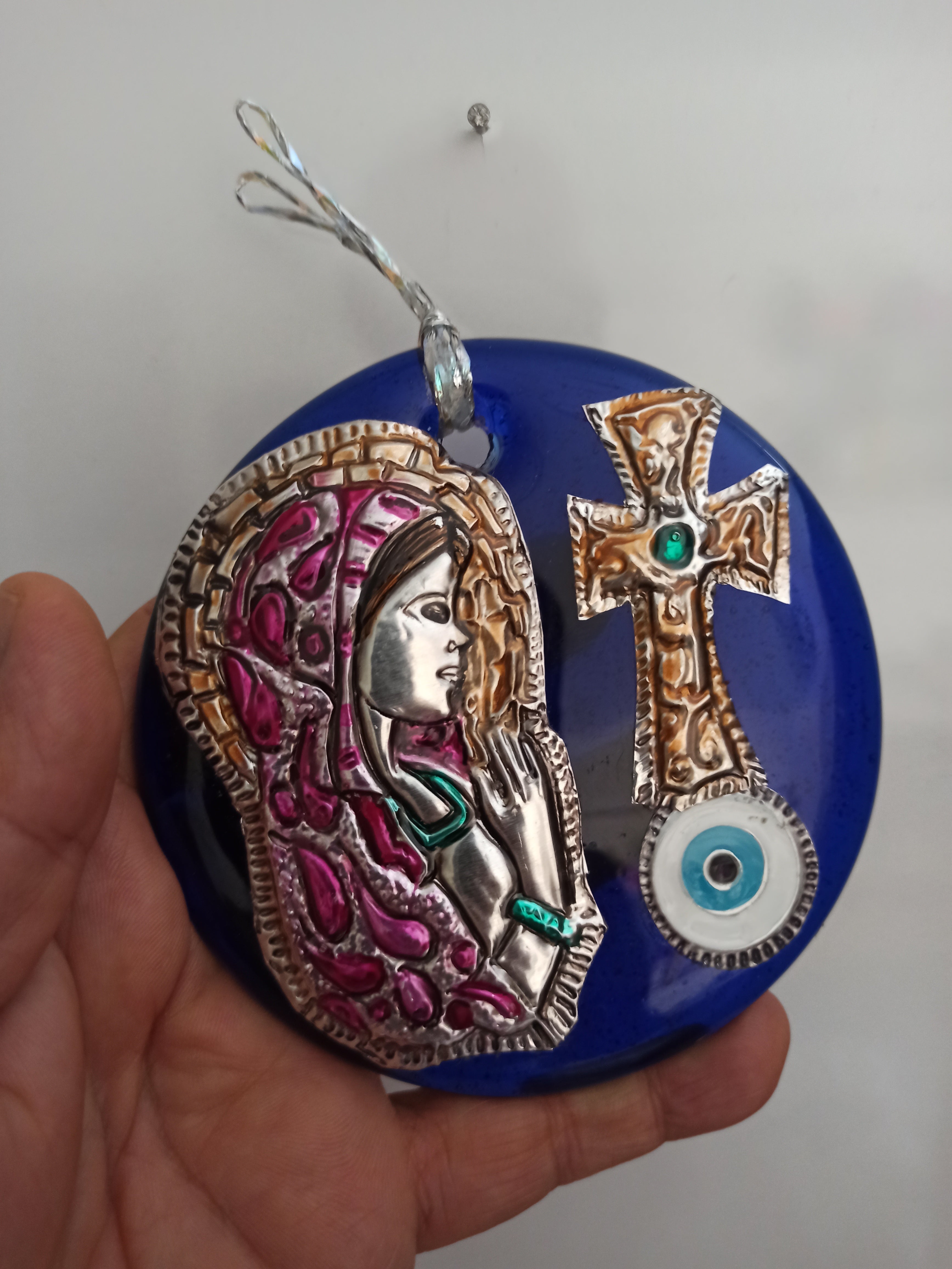 Evil Eye Bead With Virgin Mary Figure