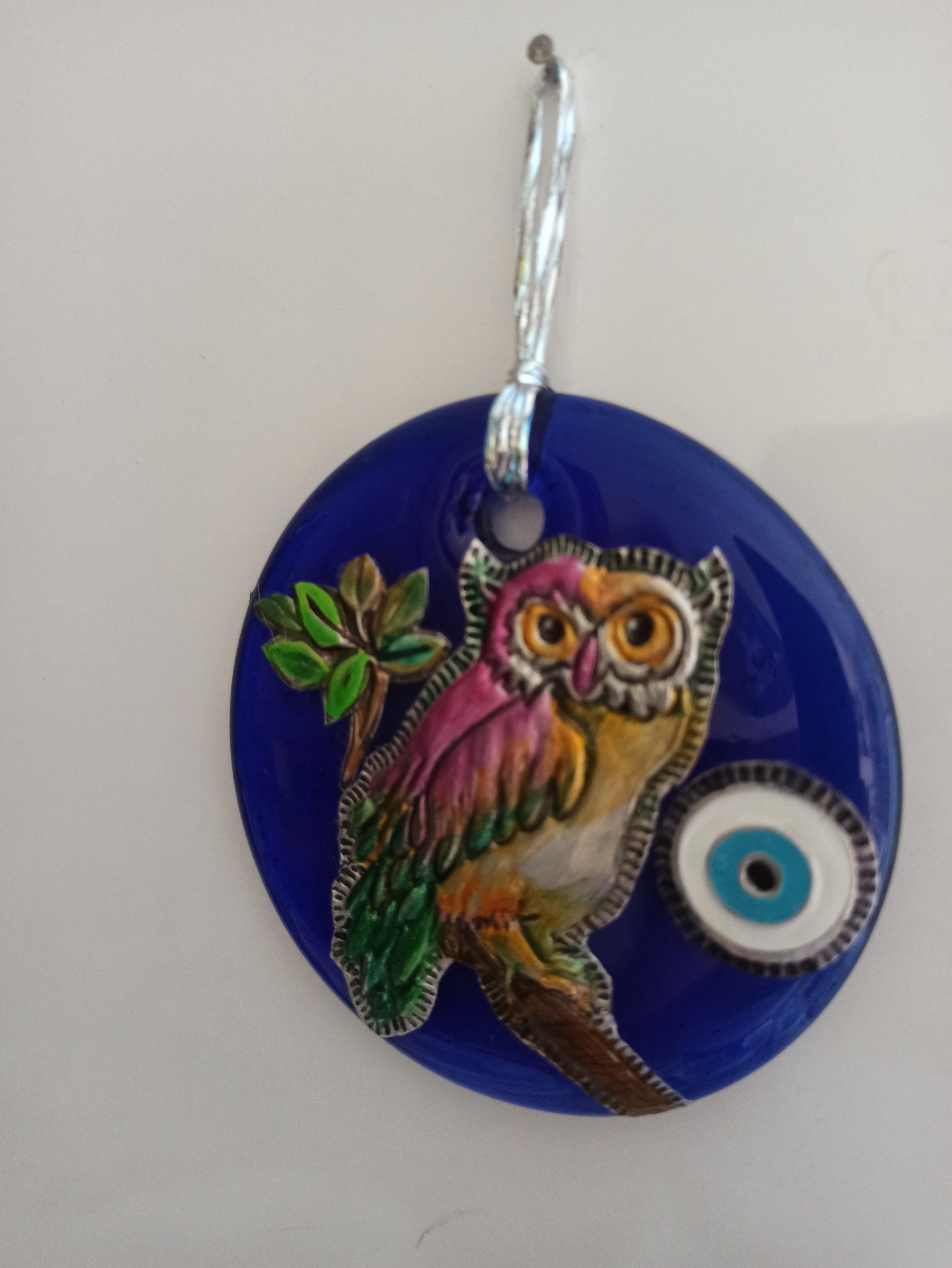 Evil Eye Bead with Owl Figure