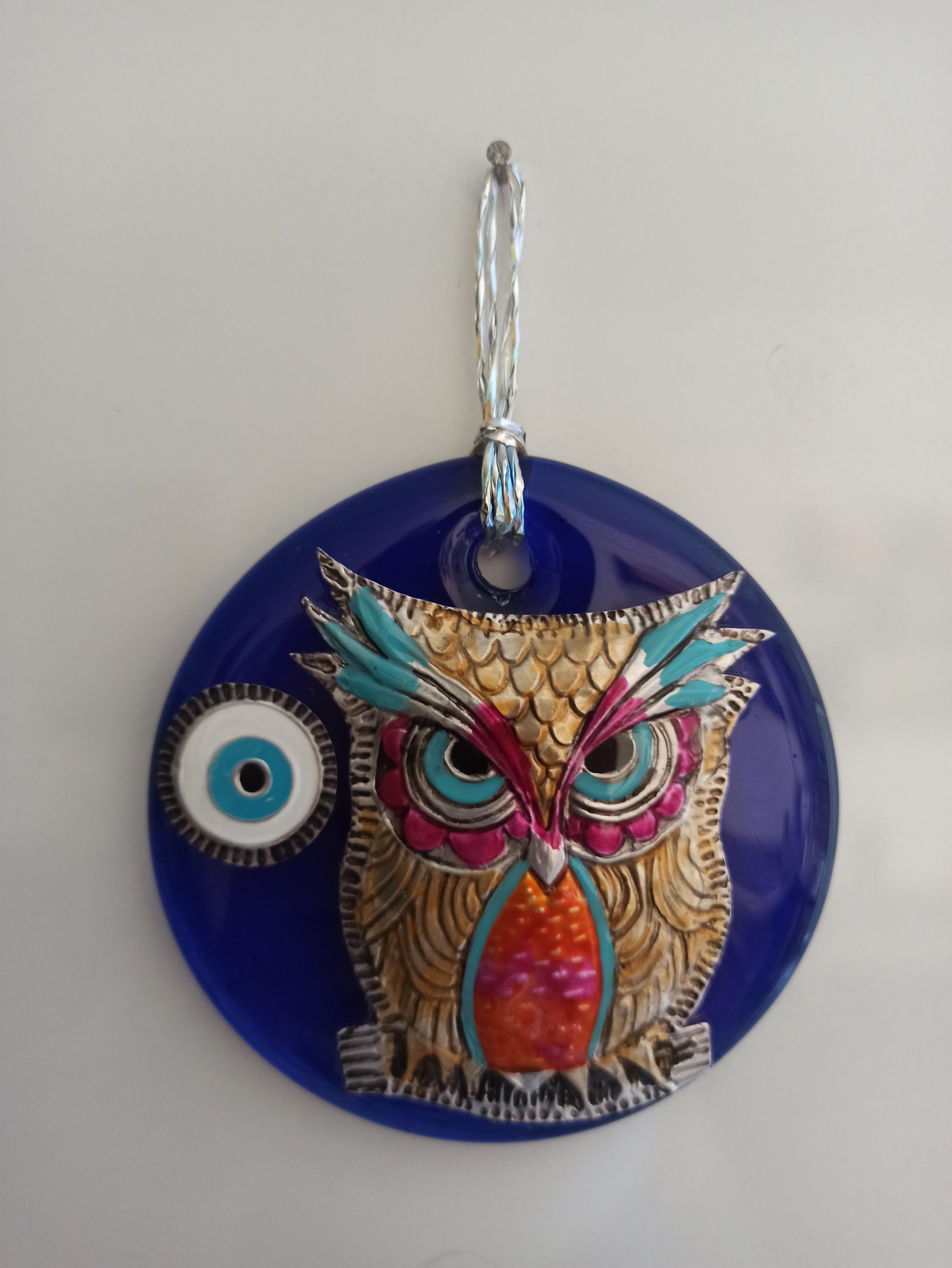 Evil Eye Bead with Owl Figure