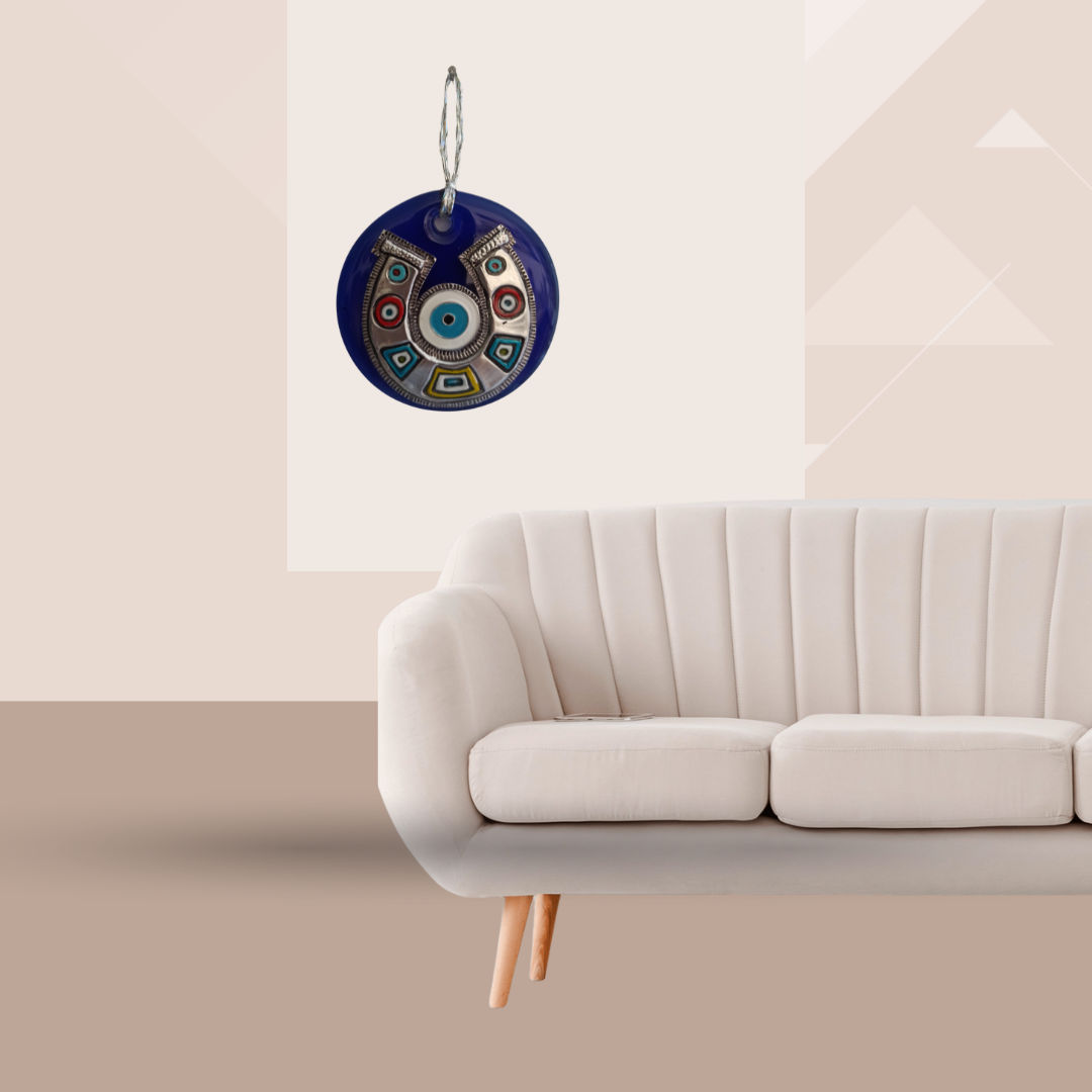 Evil Eye Bead with Horseshoe Figure