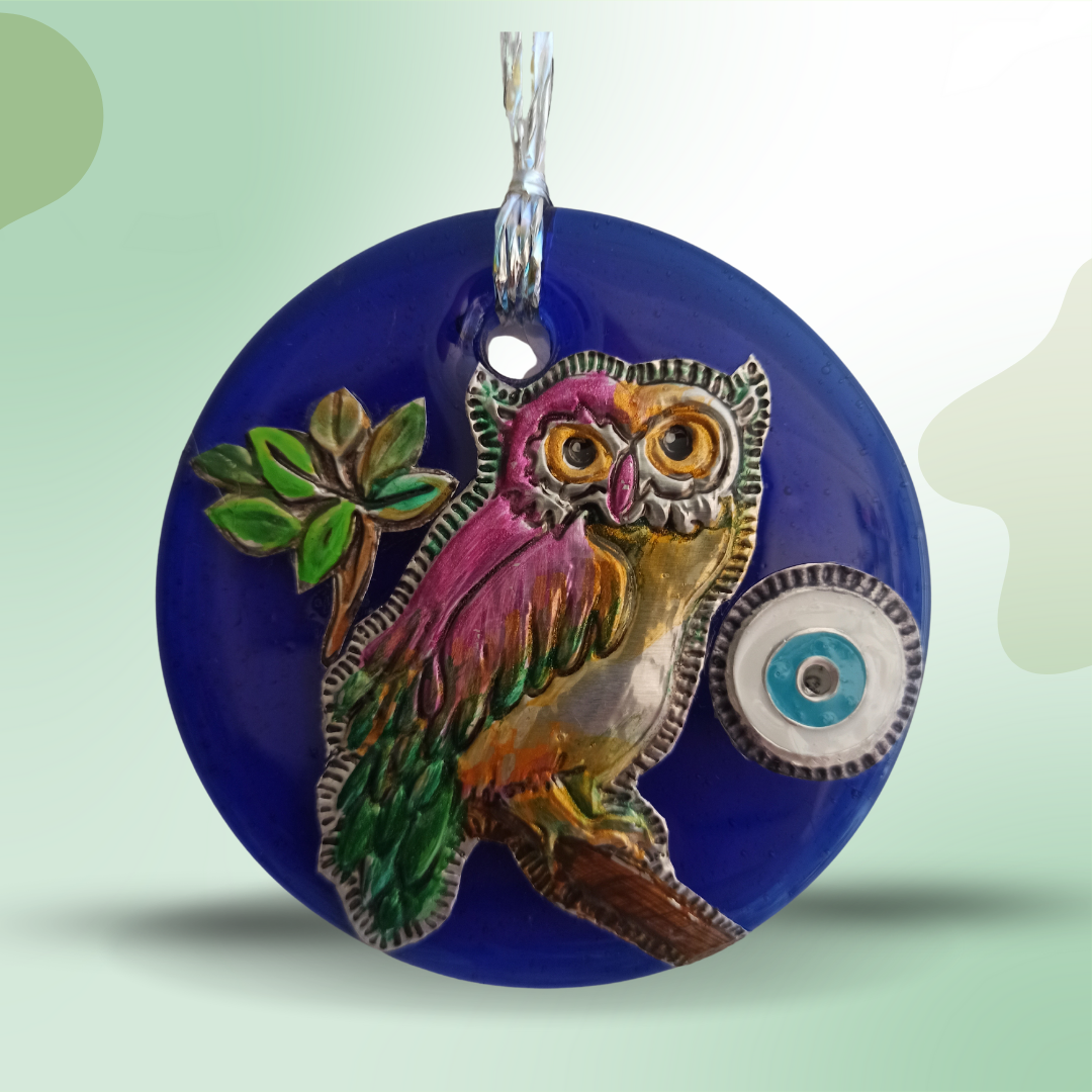Evil Eye Bead with Owl Figure