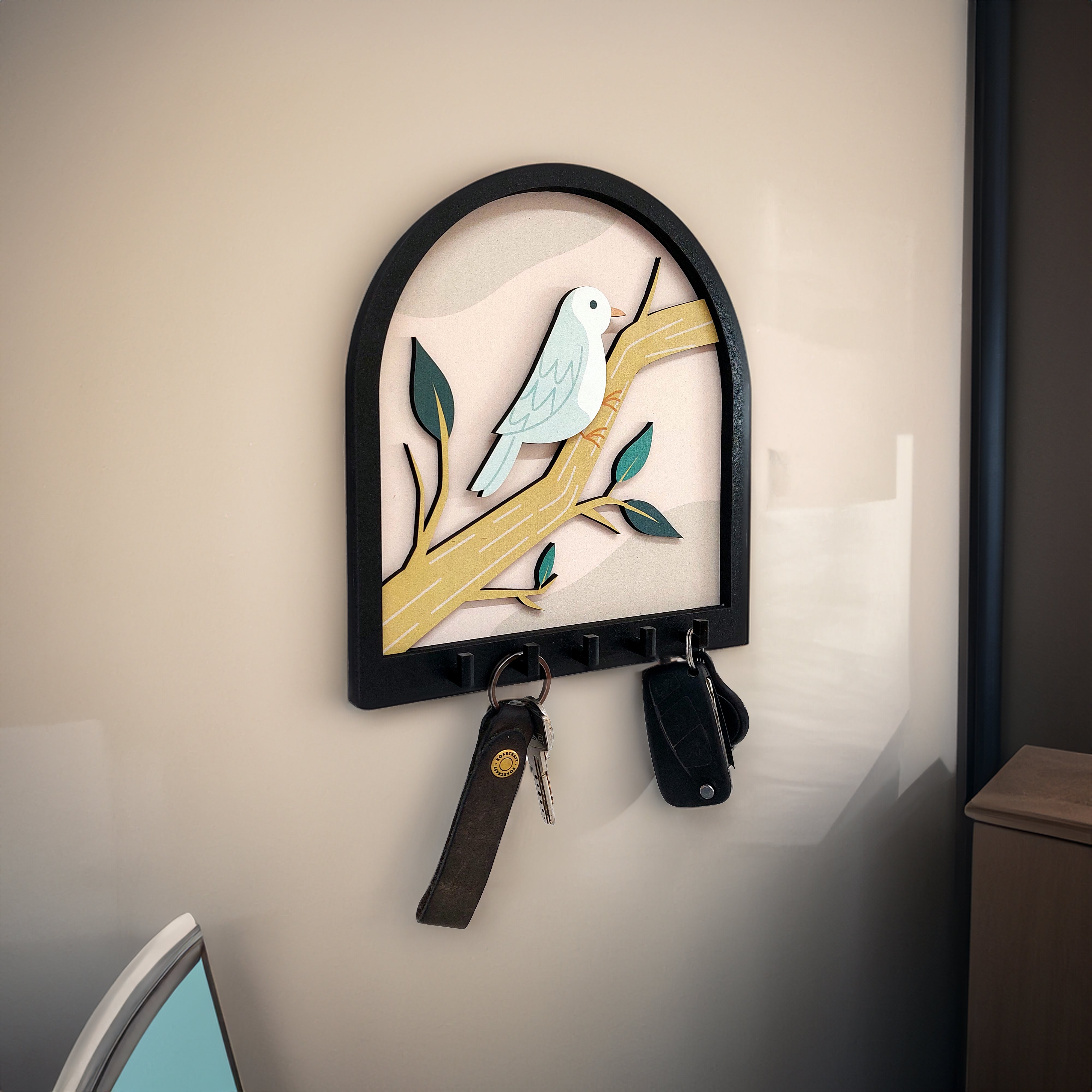 Bird on Tree Branch Layered Design Wall Hanger