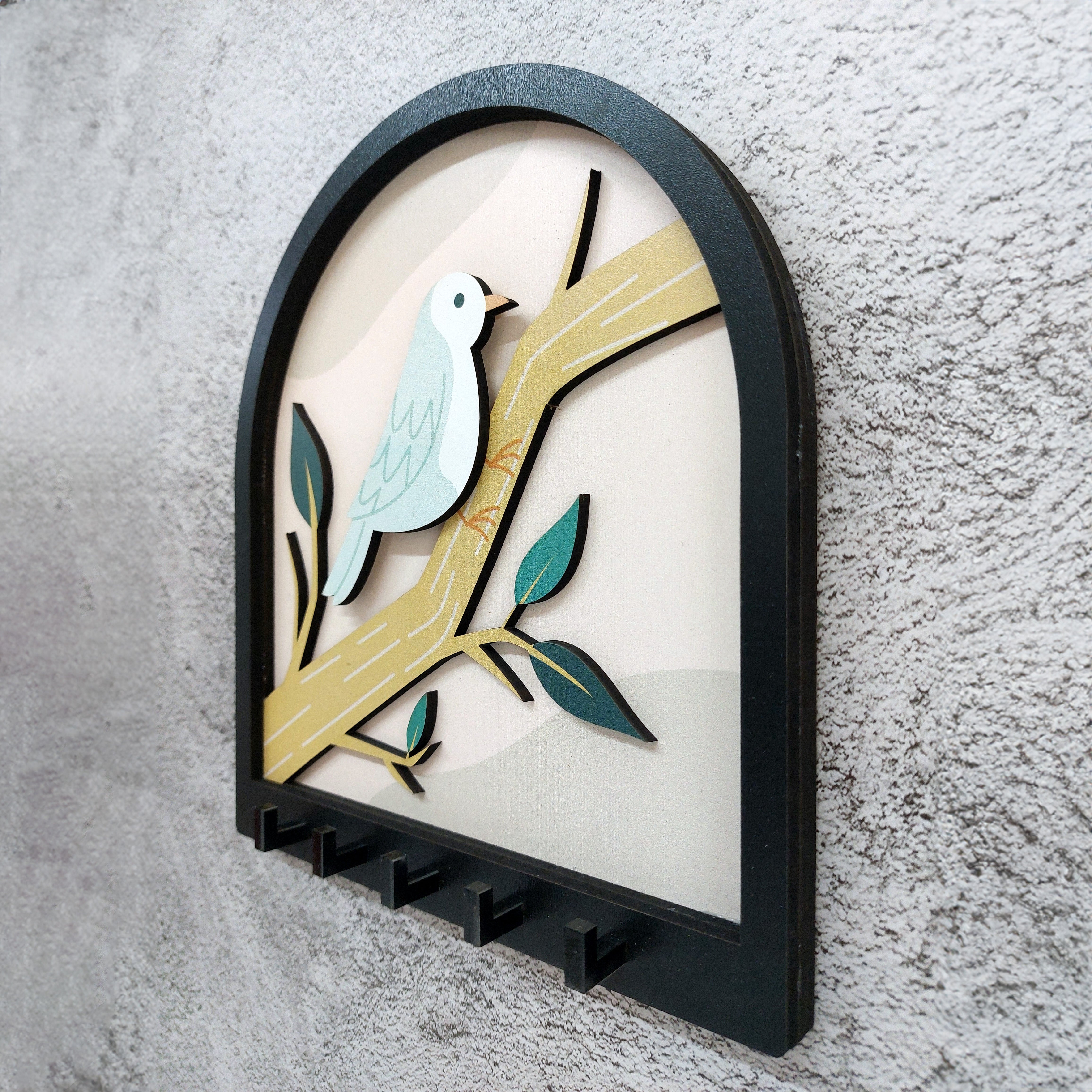 Bird on Tree Branch Layered Design Wall Hanger