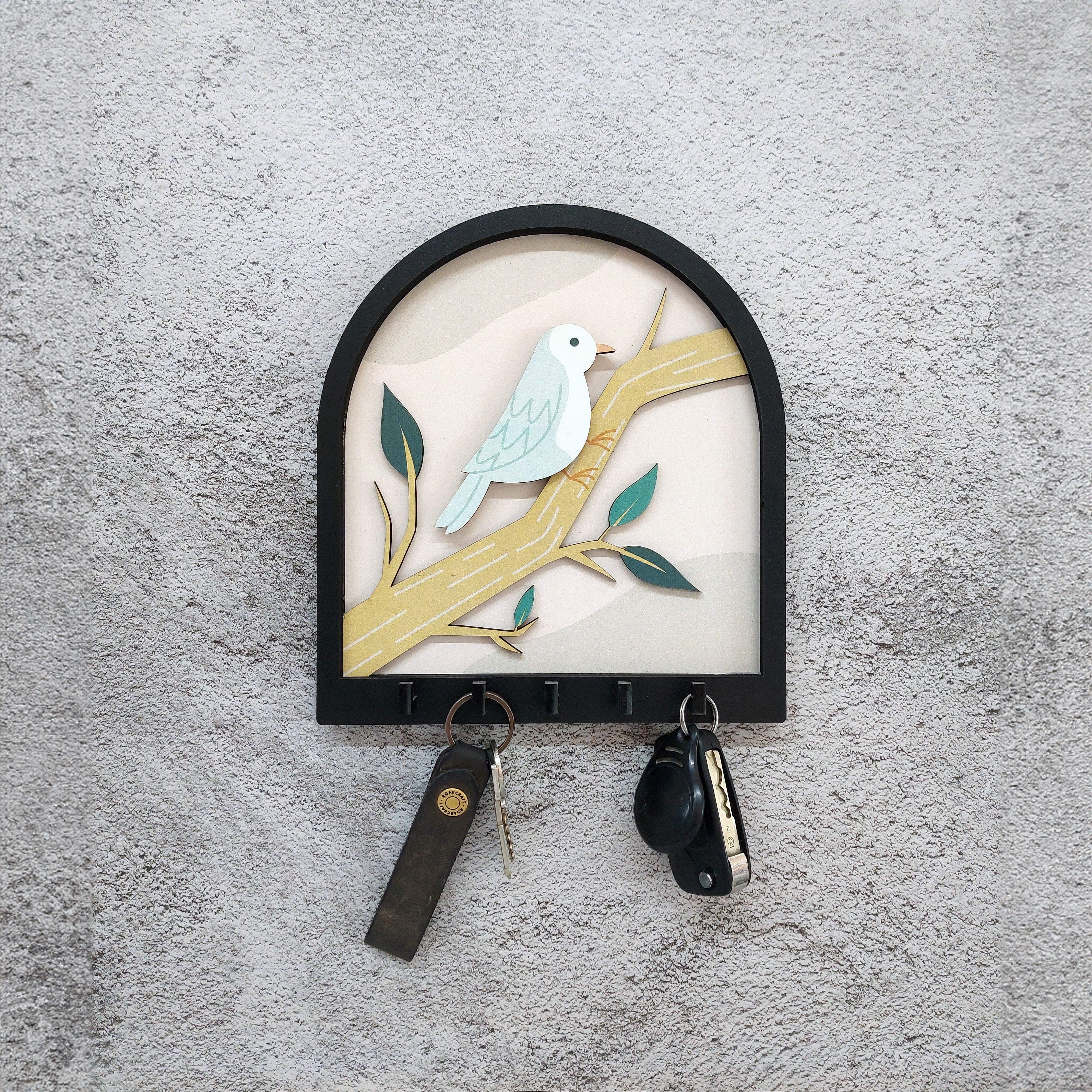 Bird on Tree Branch Layered Design Wall Hanger