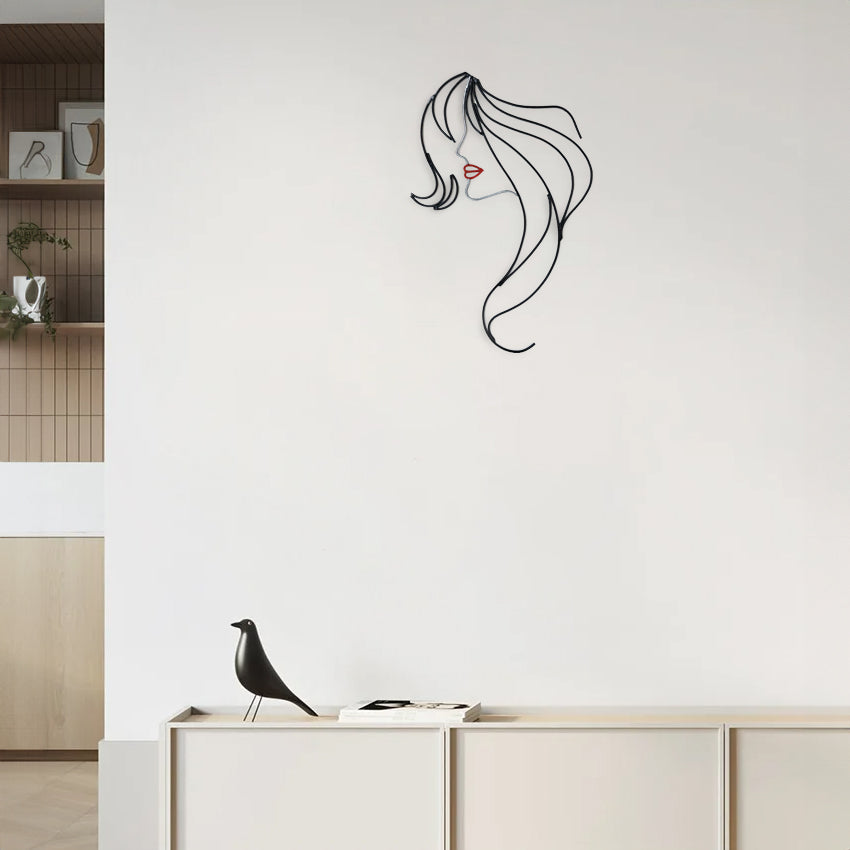 Woman silhouette art handmade from wire wall decor