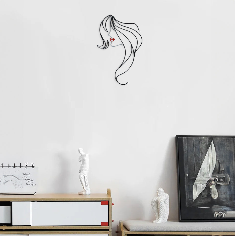 Woman silhouette art handmade from wire wall decor