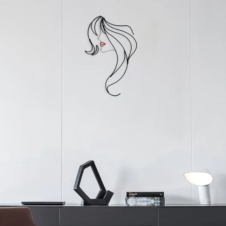 Woman silhouette art handmade from wire wall decor