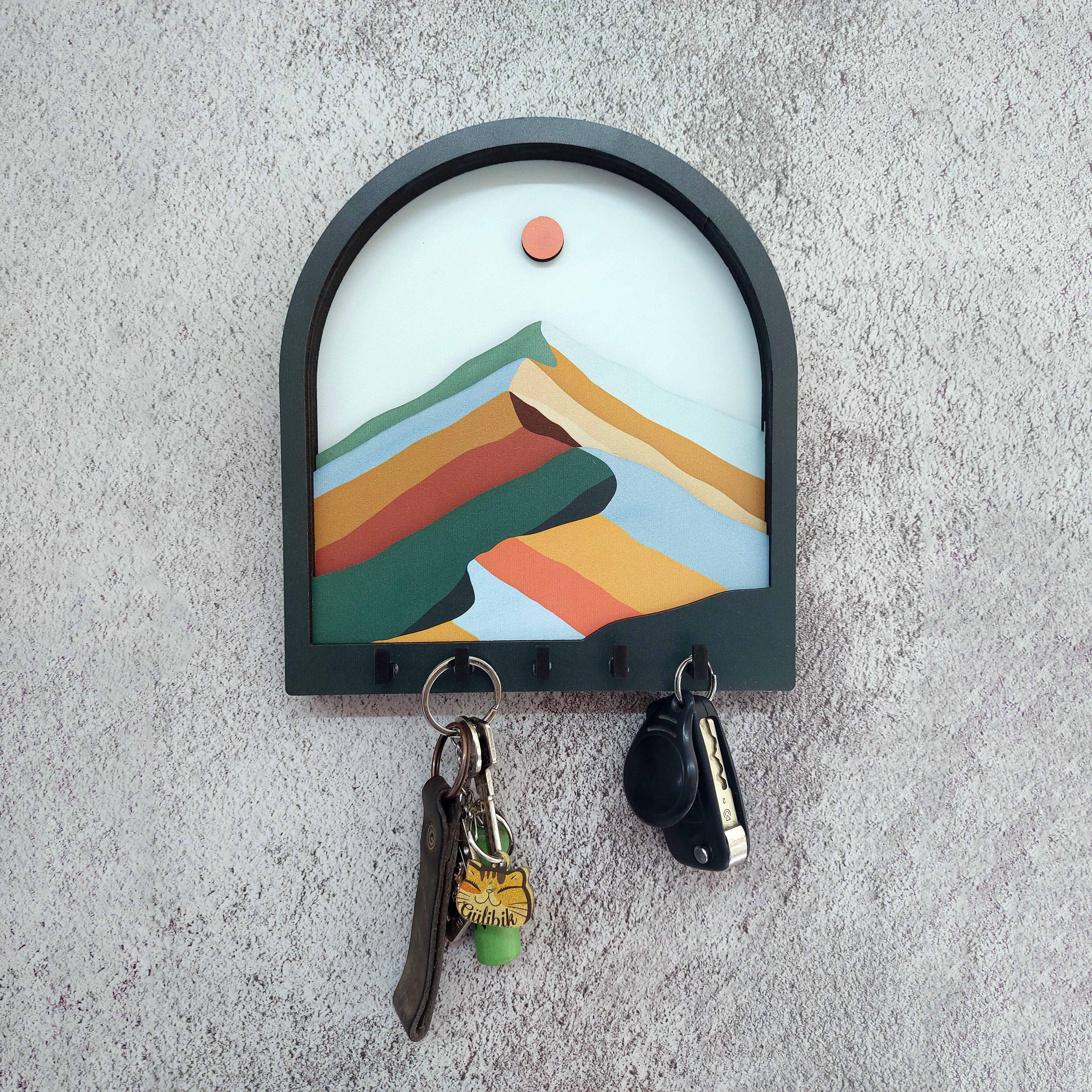 Wooden Colored Mountains 3D Keychain wall decor