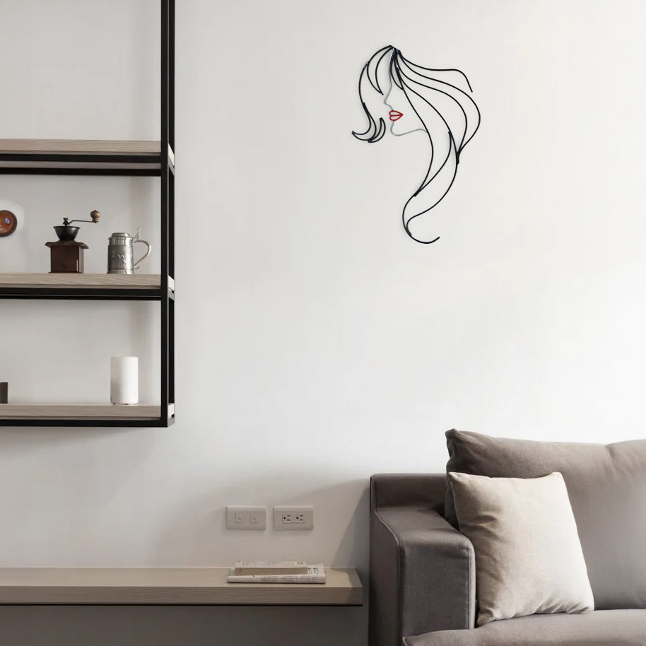 Woman silhouette art handmade from wire wall decor