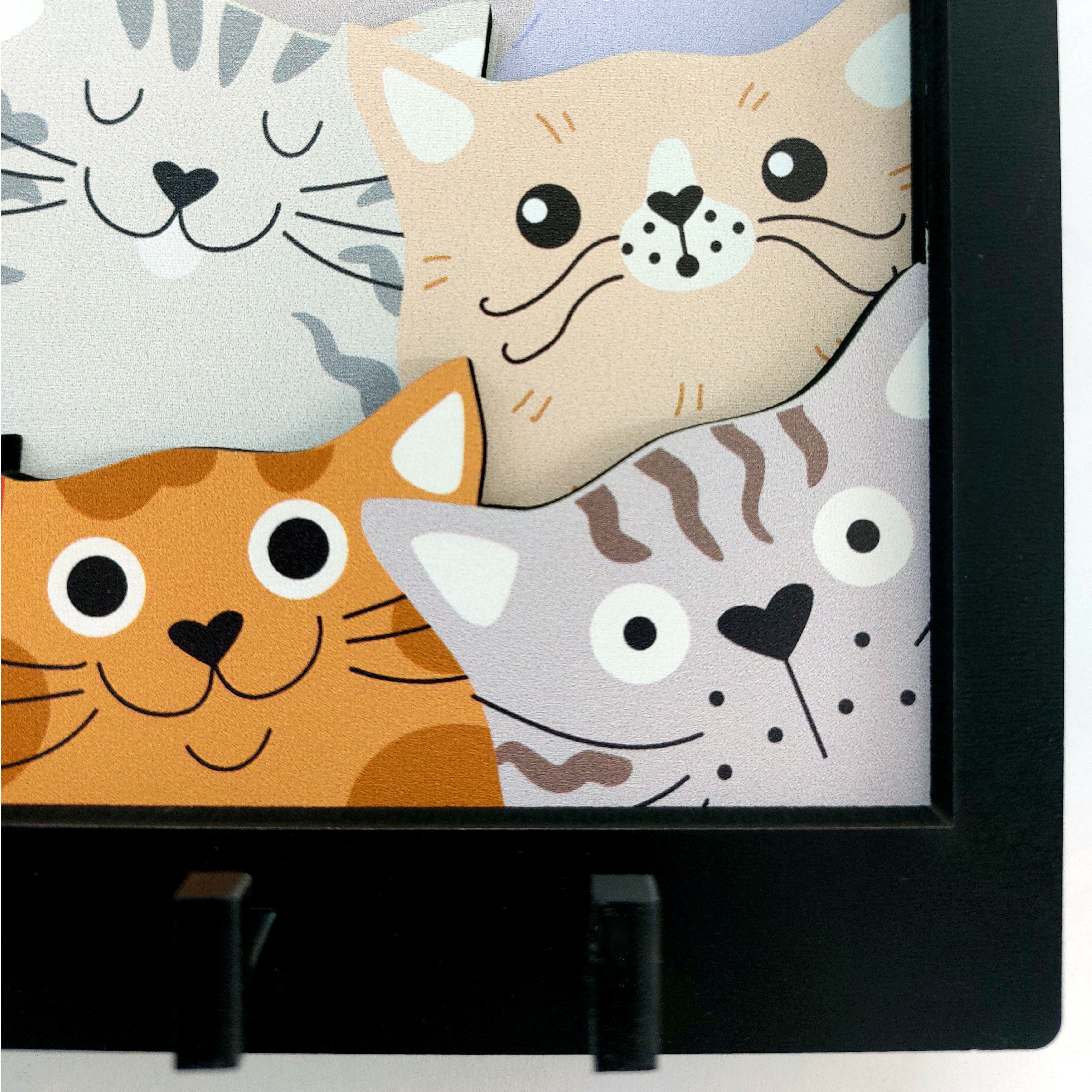 Cats Looking Through the Frame Layered Wall Hanger