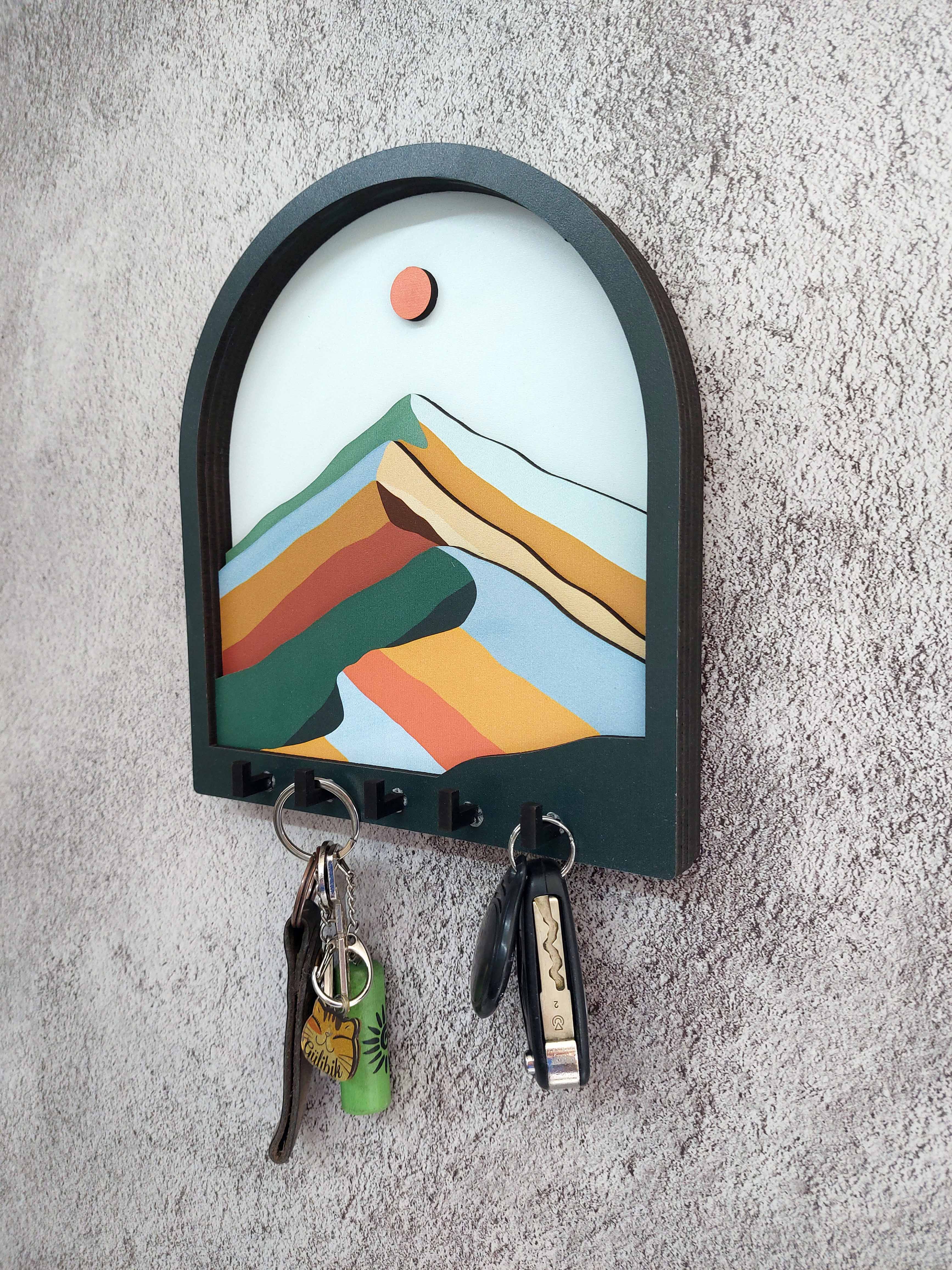 Wooden Colored Mountains 3D Keychain wall decor