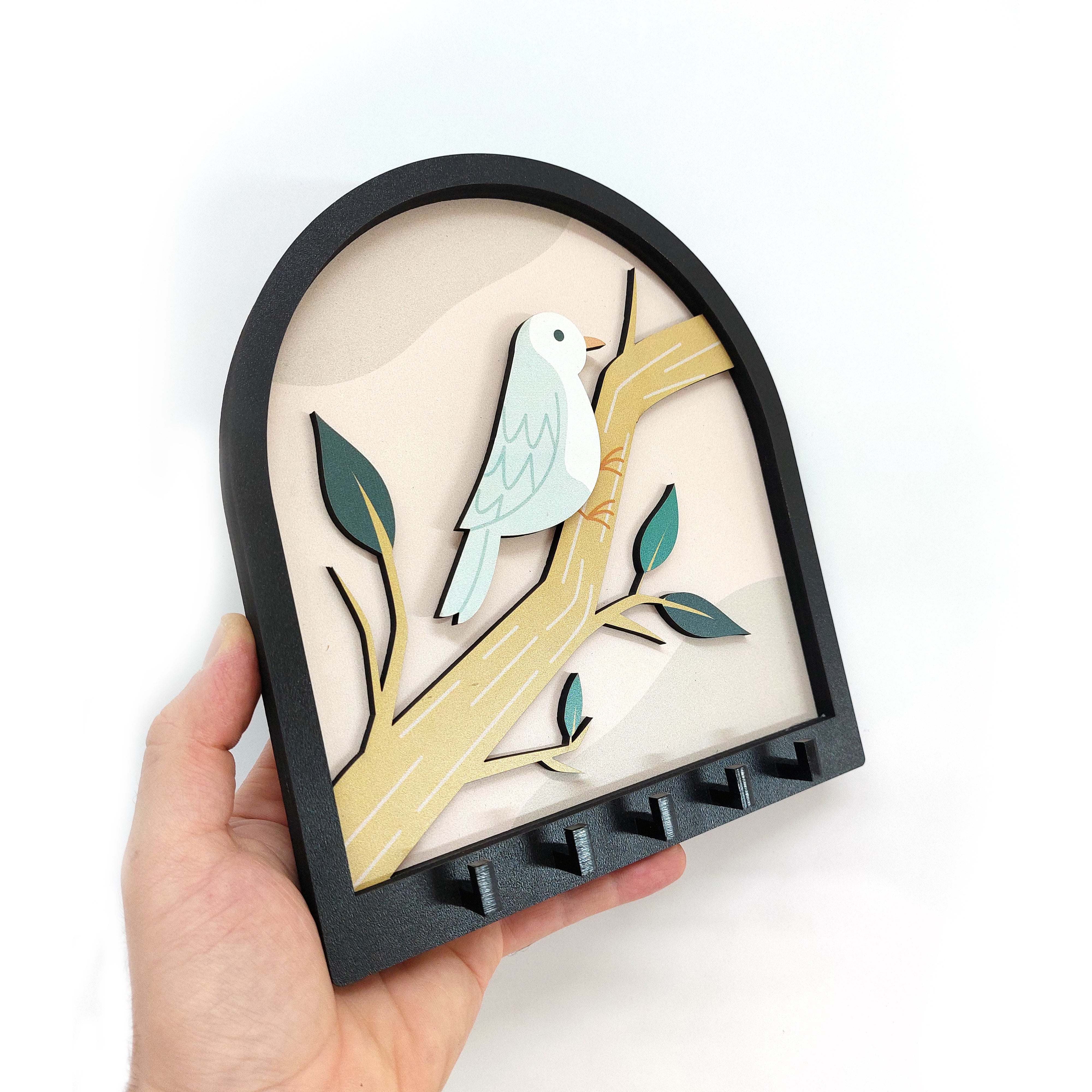 Bird on Tree Branch Layered Design Wall Hanger