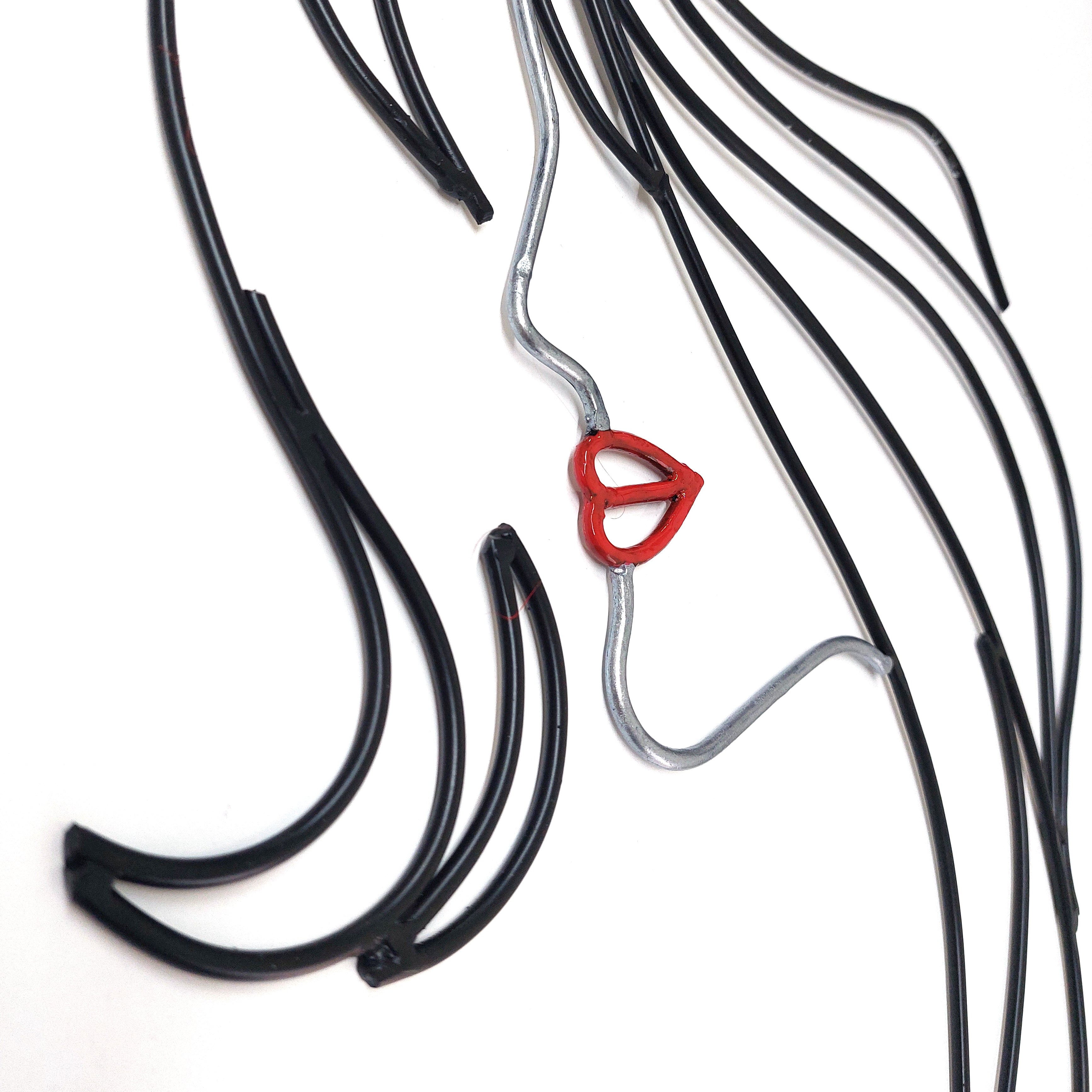 Woman silhouette art handmade from wire wall decor