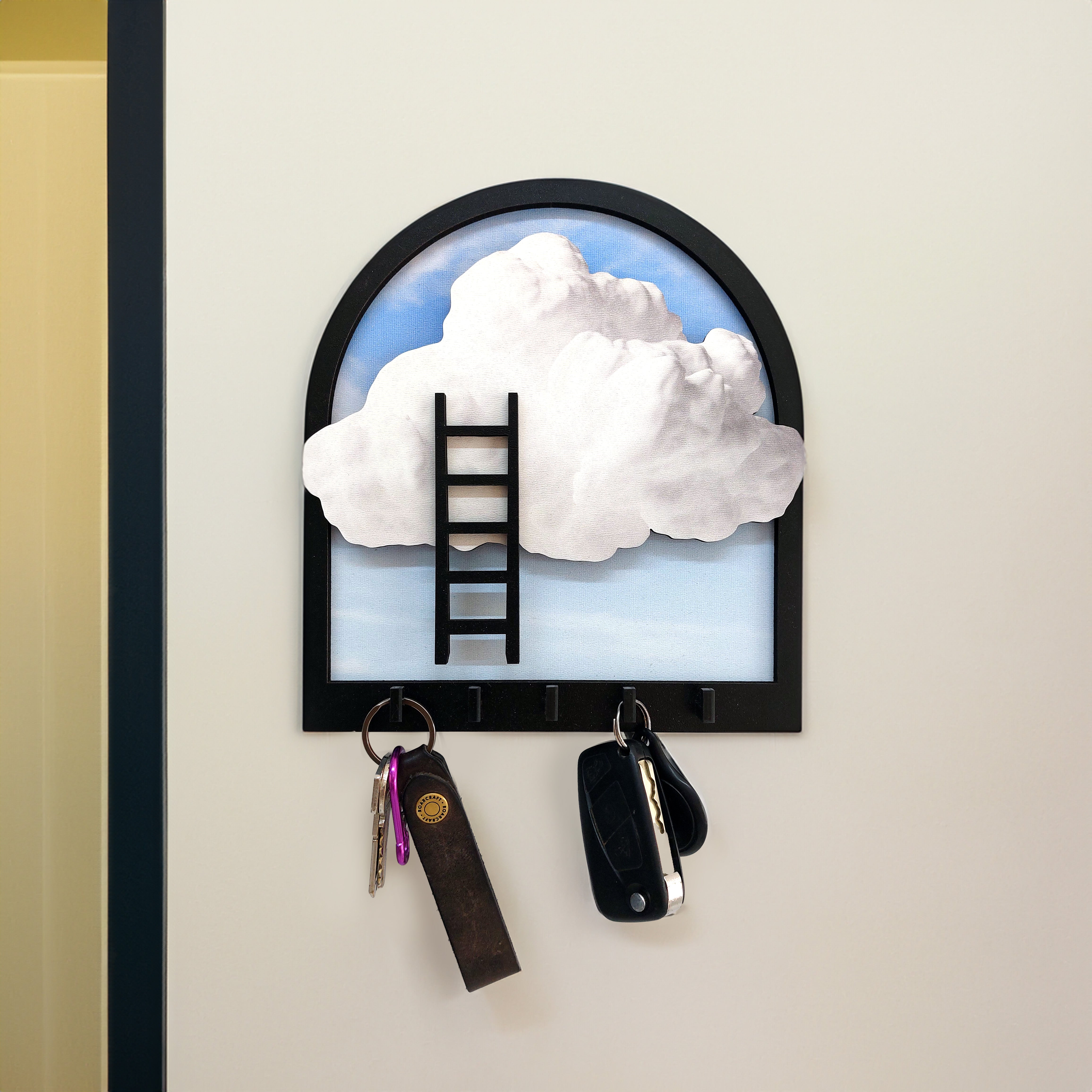 Embossed Design Cloud Ladder Theme Wall Hanger Decor Keychain