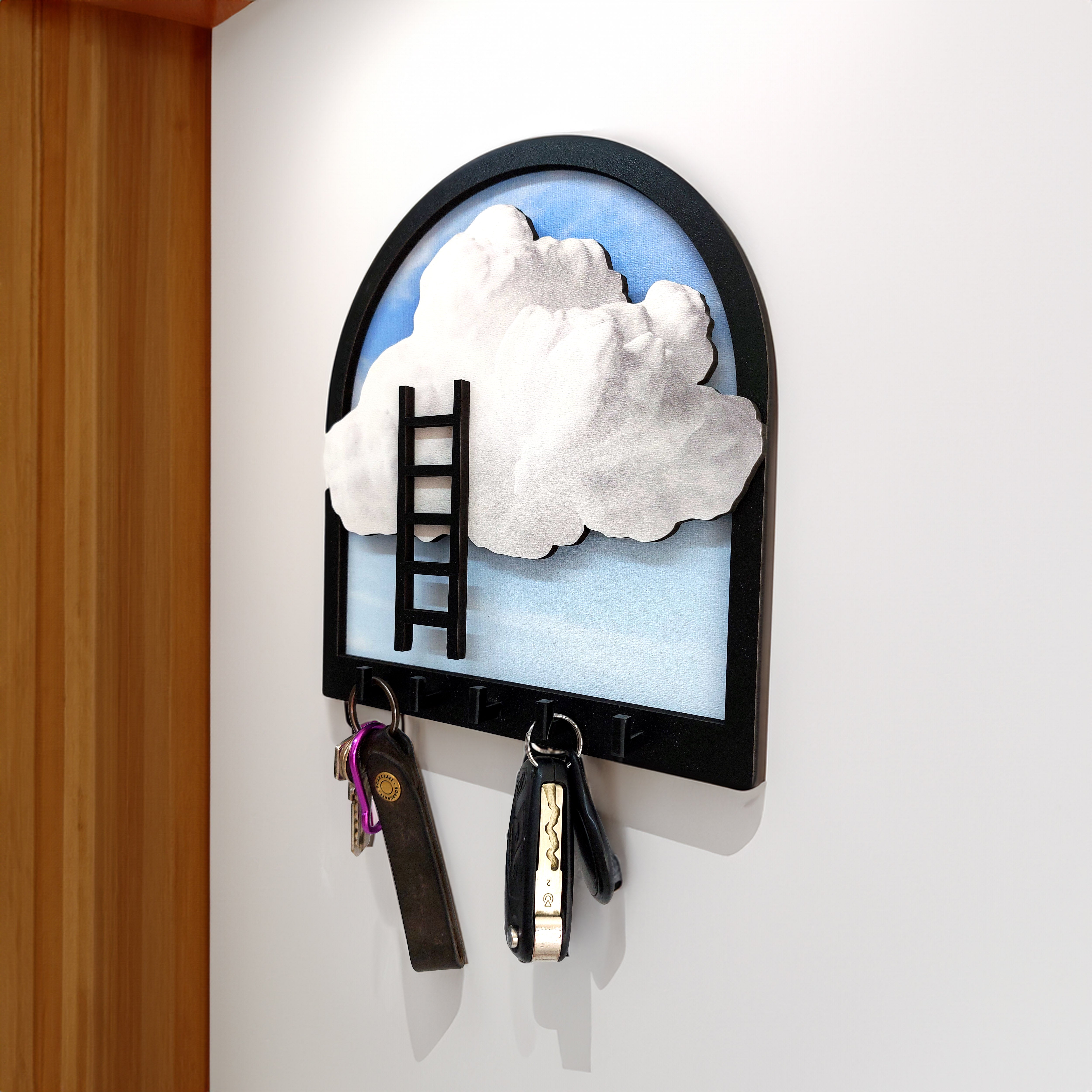 Embossed Design Cloud Ladder Theme Wall Hanger Decor Keychain