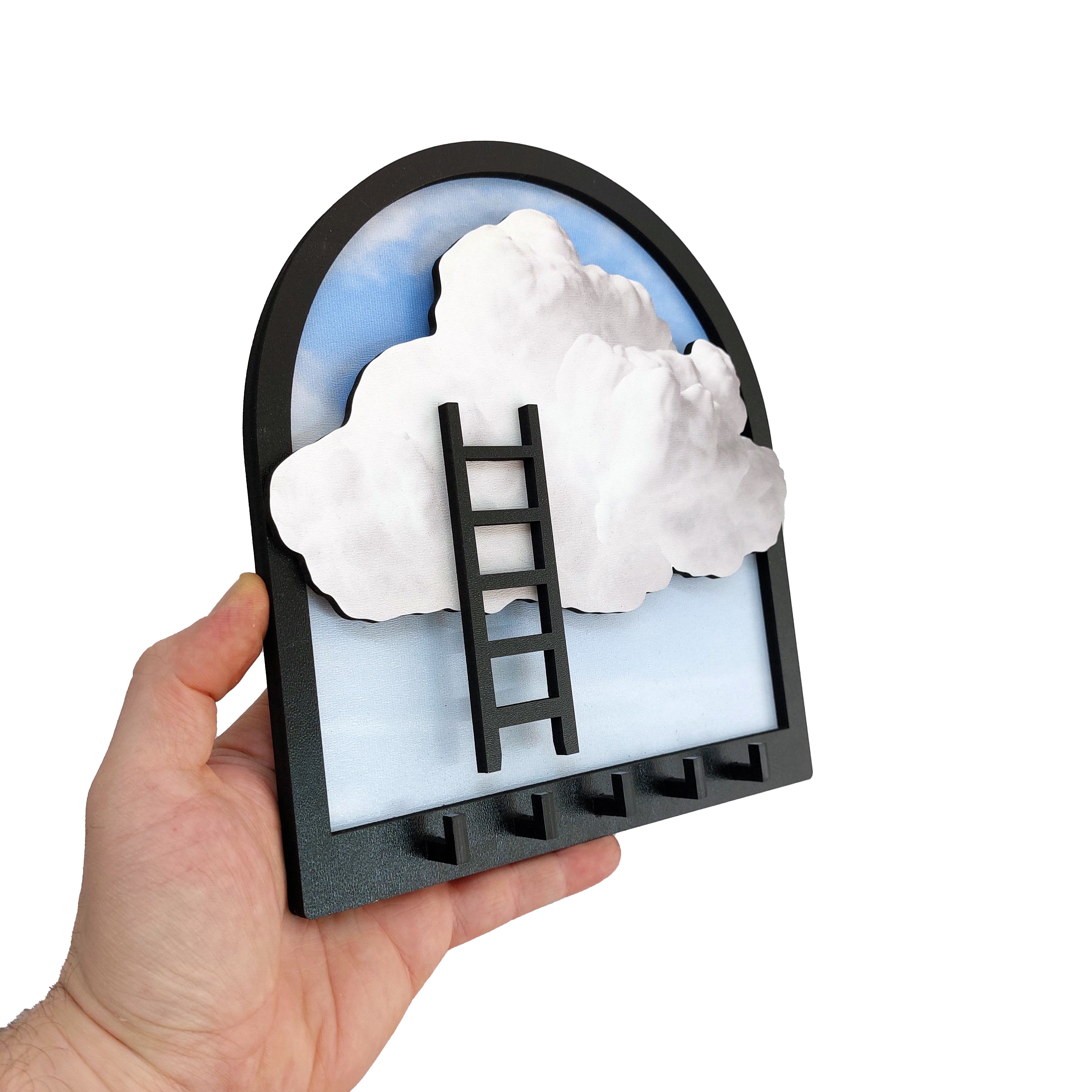 Embossed Design Cloud Ladder Theme Wall Hanger Decor Keychain