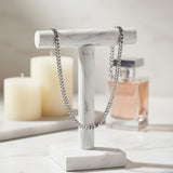 6mm Stainless Steel Diamond Cut Curb Chain Necklace – Waterproof & Hypoallergenic - Iron Wire Decor