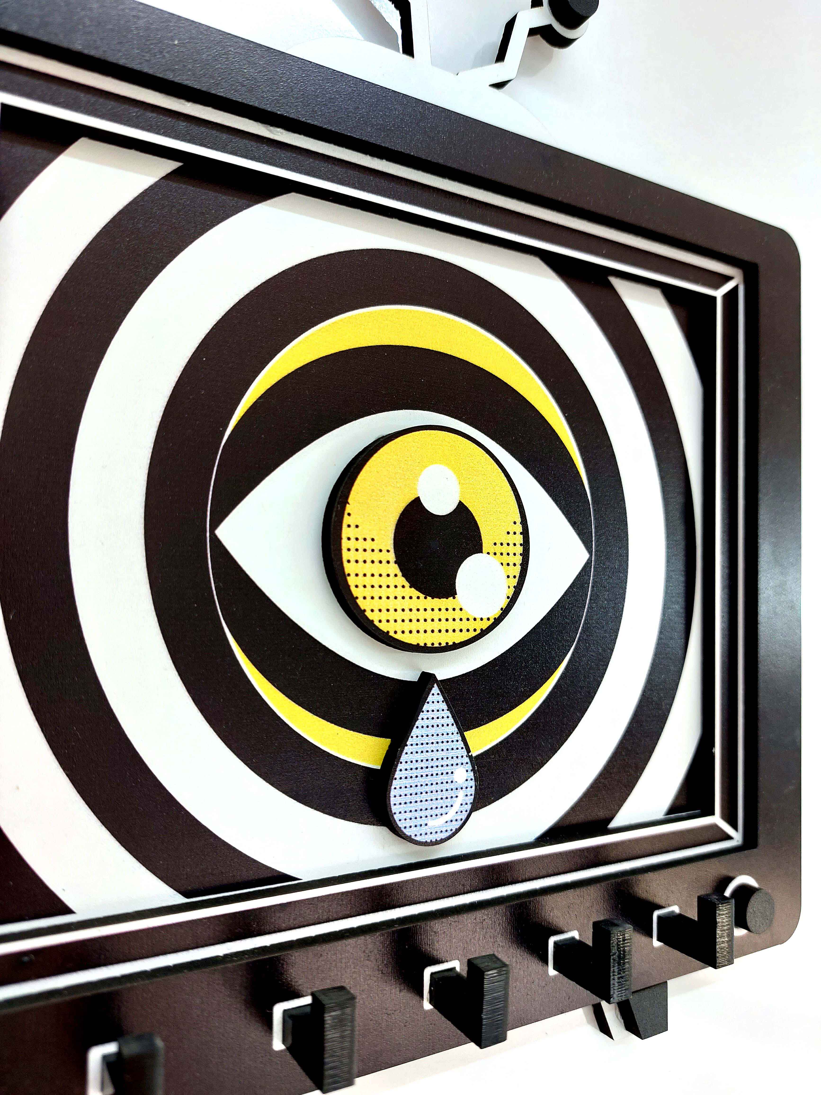 Artistic Television and Eye Themed Keychain