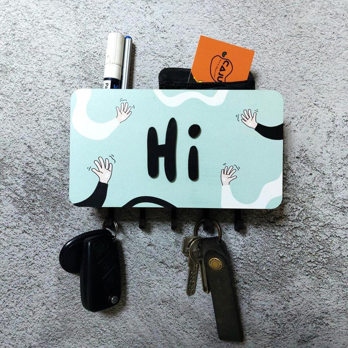 Hİ Written 3D Pocket Keychain, Wall Decor