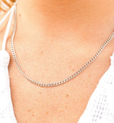 6mm Stainless Steel Diamond Cut Curb Chain Necklace – Waterproof & Hypoallergenic - Iron Wire Decor