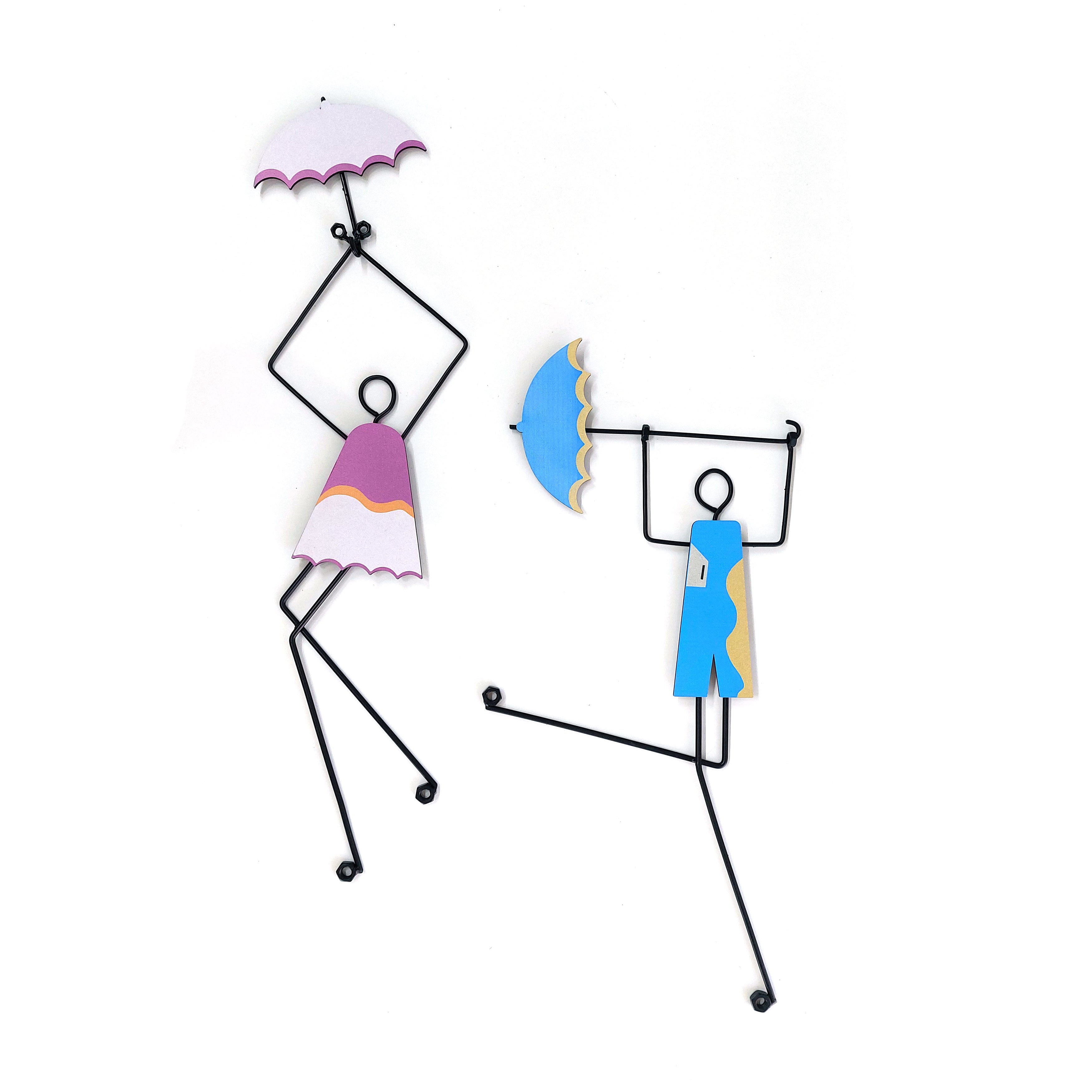 Iron, Boy and Girl,Umbrella,Rain Dance wire wall decor