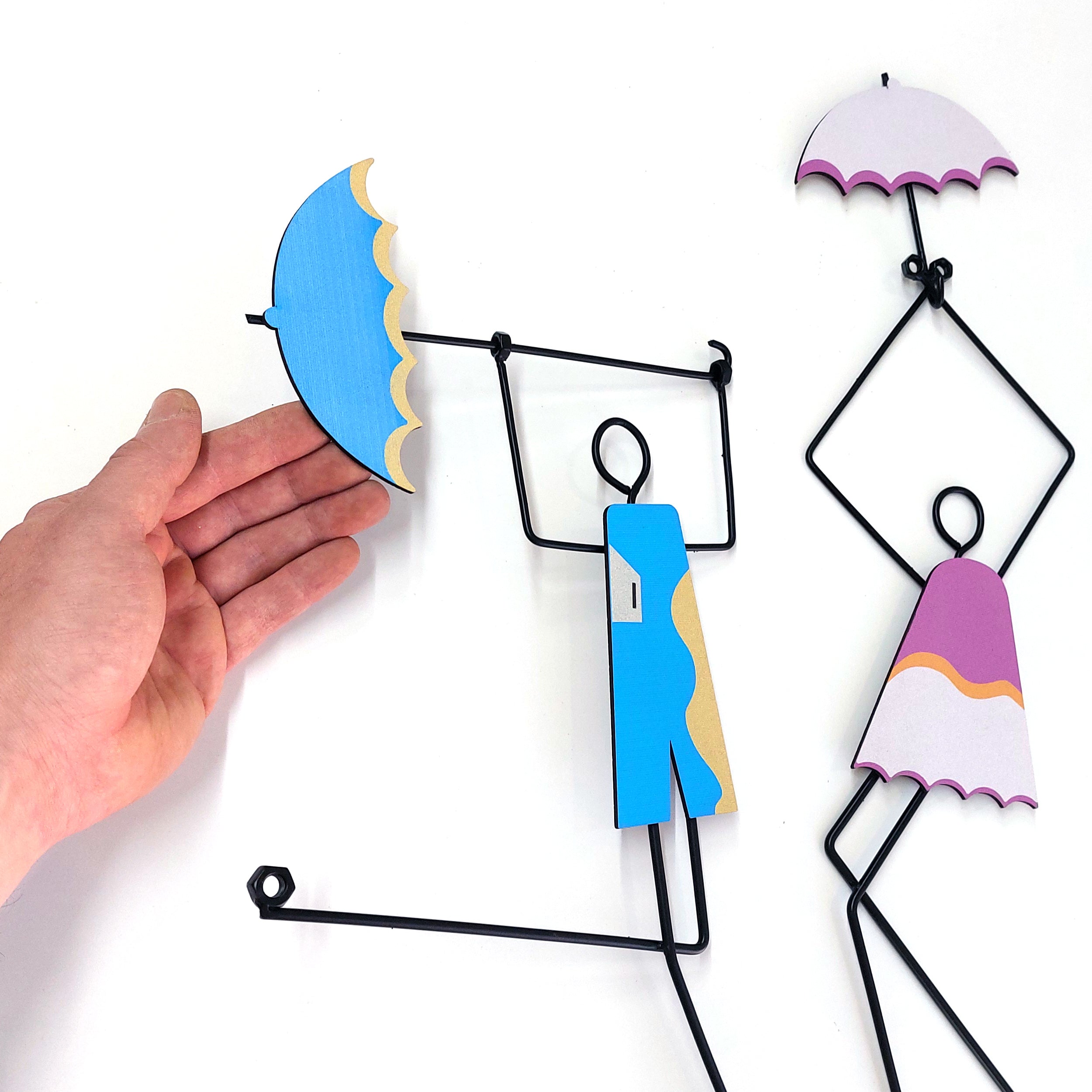 Iron, Boy and Girl,Umbrella,Rain Dance wire wall decor