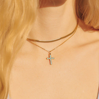 18K Gold PVD Charms Set – Love, Lightning, Turquoise Cross & Wishbone Pendants | Waterproof & Hypoallergenic - Iron Wire Decor