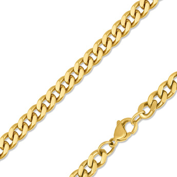 6mm 18K Gold PVD Stainless Steel Diamond Cut Curb Chain Necklace – Waterproof & Hypoallergenic - Iron Wire Decor