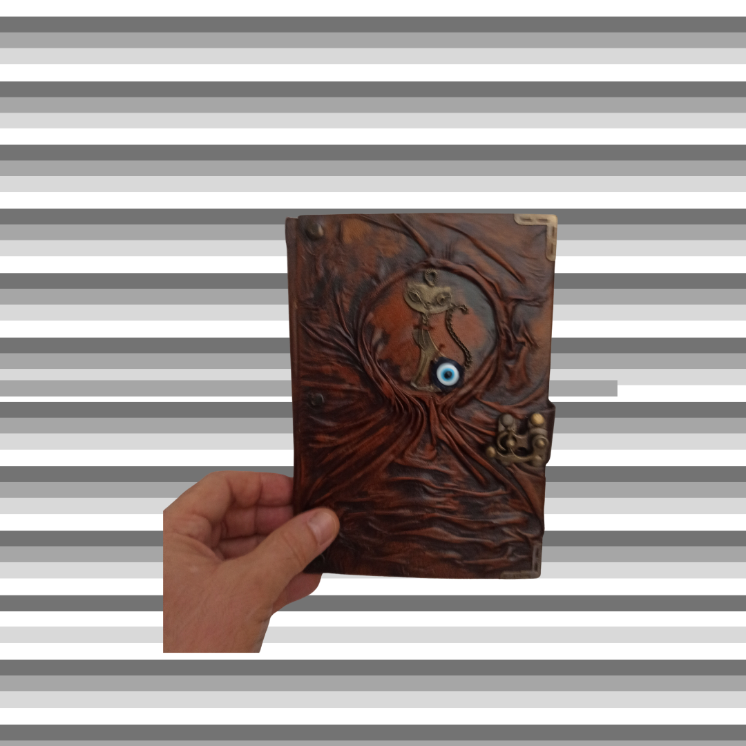 Large size Evil eye bead Metal ornamented Diary Book