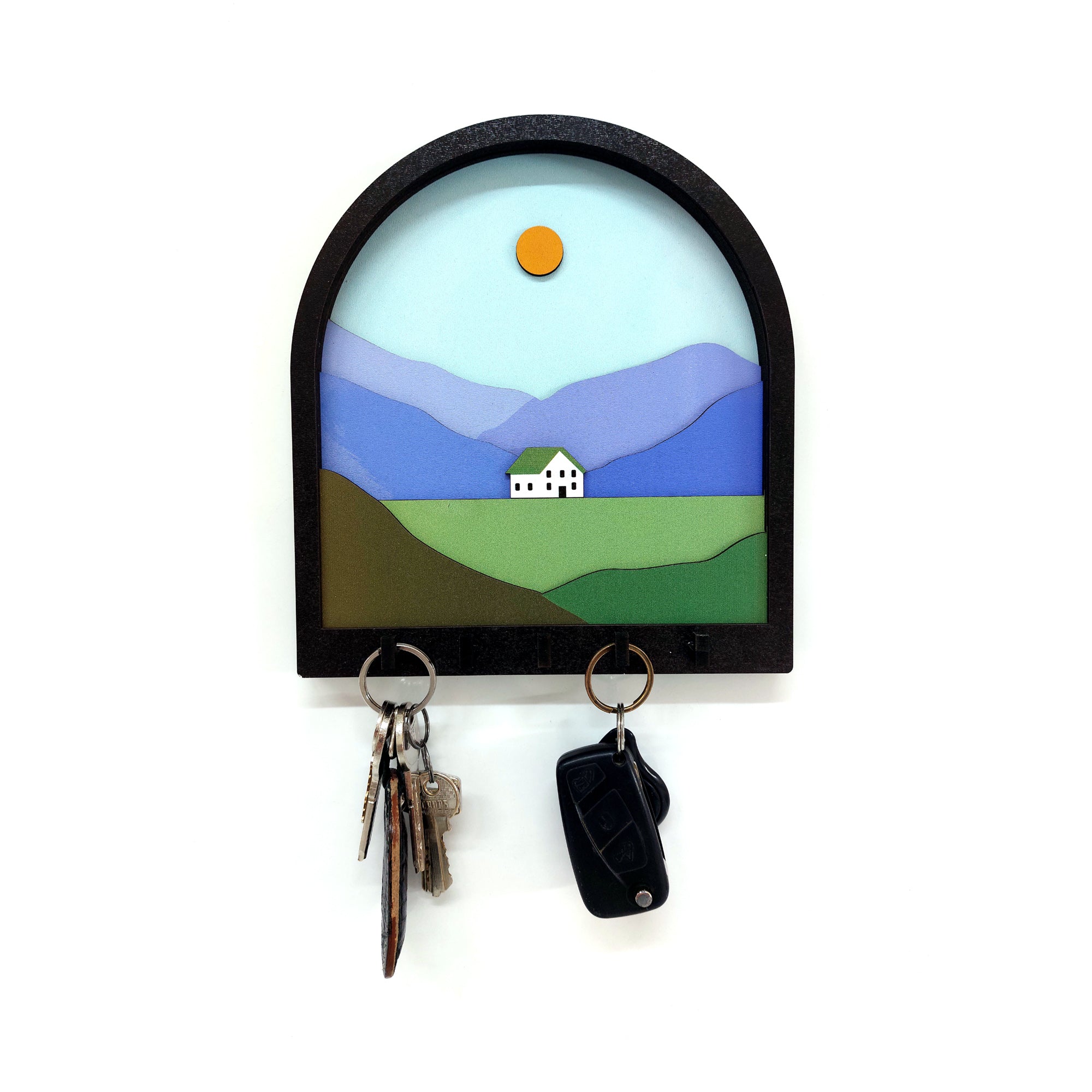 Wooden Colored Mountains 3D Keychain wall decor