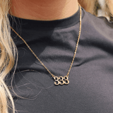 18K Gold PVD 333 Angel Number Necklace | Stainless Steel, Waterproof & Hypoallergenic - Iron Wire Decor