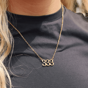 18K Gold PVD 333 Angel Number Necklace | Stainless Steel, Waterproof & Hypoallergenic - Iron Wire Decor