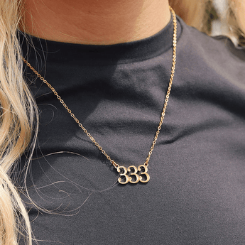 18K Gold PVD 333 Angel Number Necklace | Stainless Steel, Waterproof & Hypoallergenic - Iron Wire Decor