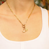 Paperclip Charm Keeper Necklace – 18K Gold PVD Stainless Steel, Non - Tarnish Finish - Iron Wire Decor